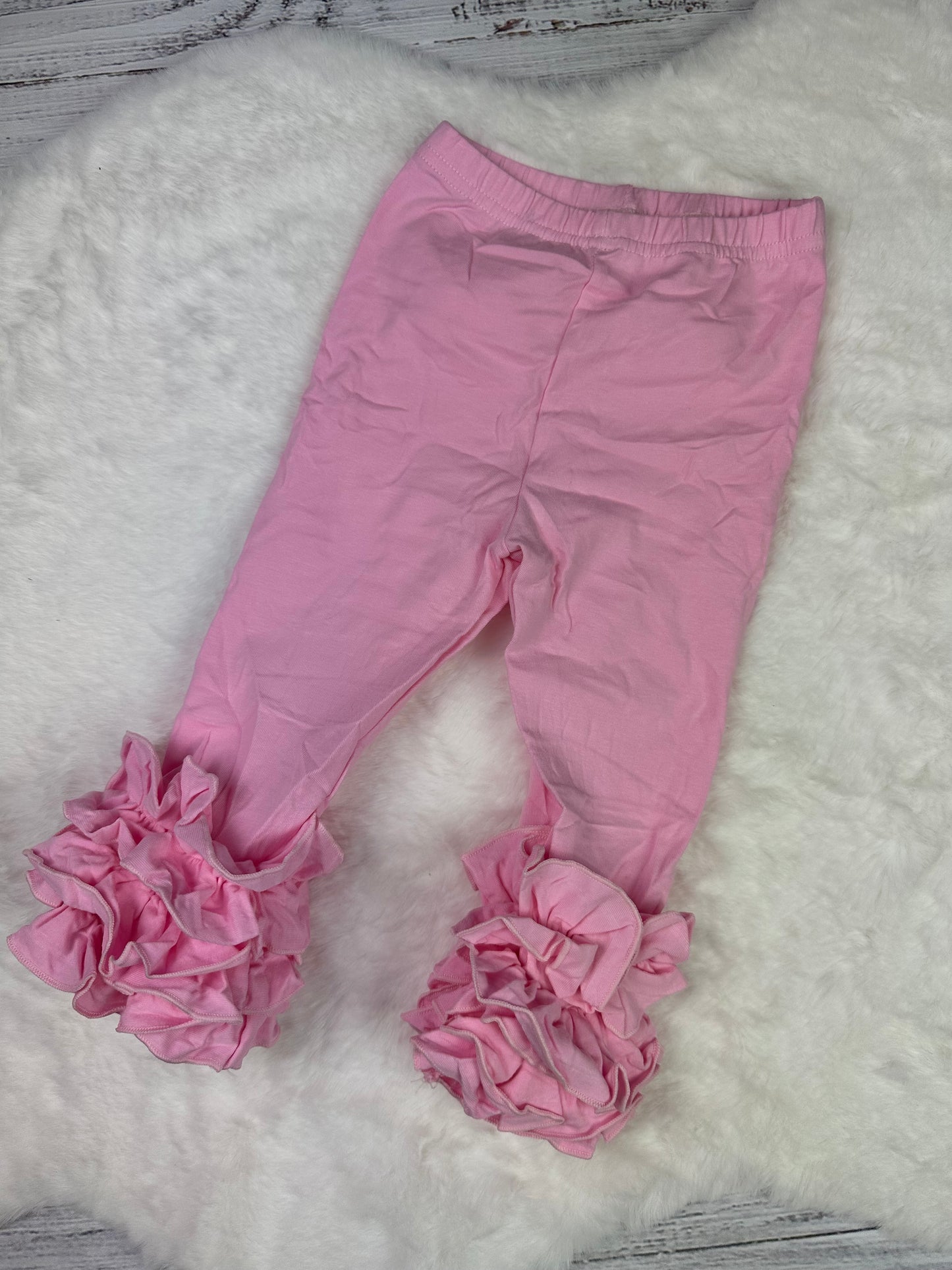 Girls: Light Pink Ruffled Leggings