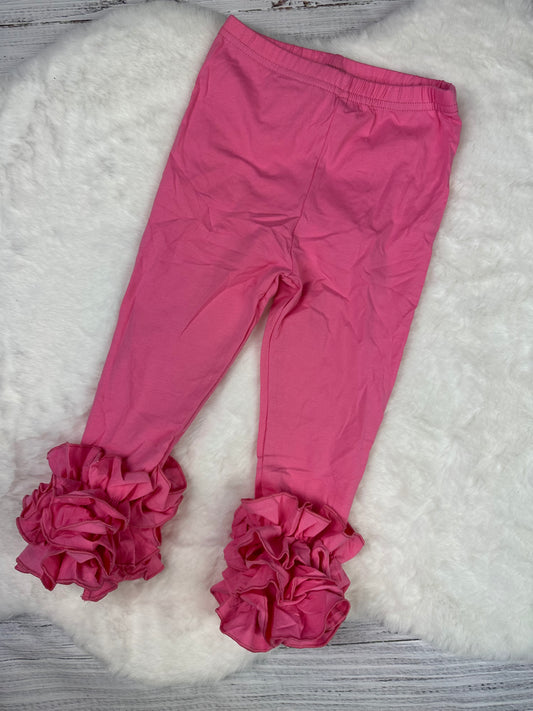 Girls: Dark Pink Ruffled Leggings