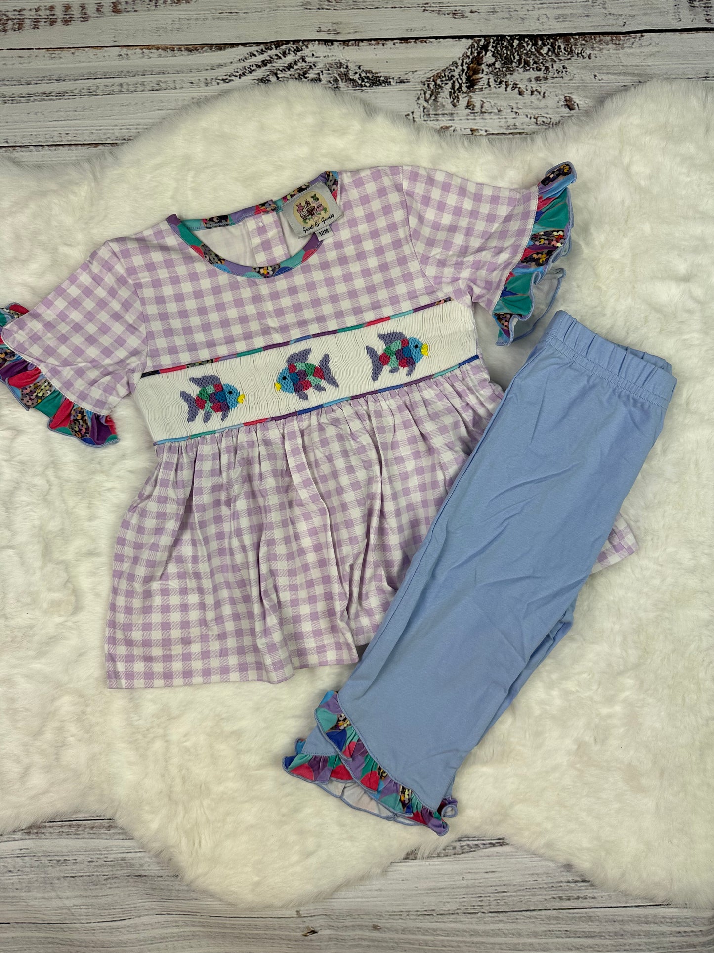 Girls Rainbow Fish Pant Set