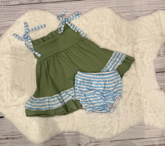 Girls: Green & baby blue diaper set