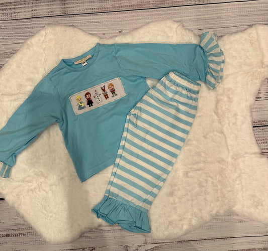 Girls: Smocked Frozen pants Set